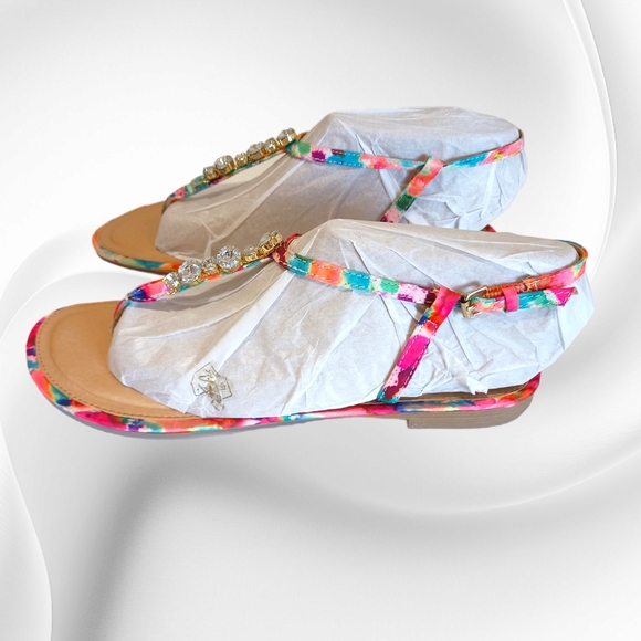Report Toucan Women's Colorful Gemstones Embellished Flat Sandals - Picture 9 of 16